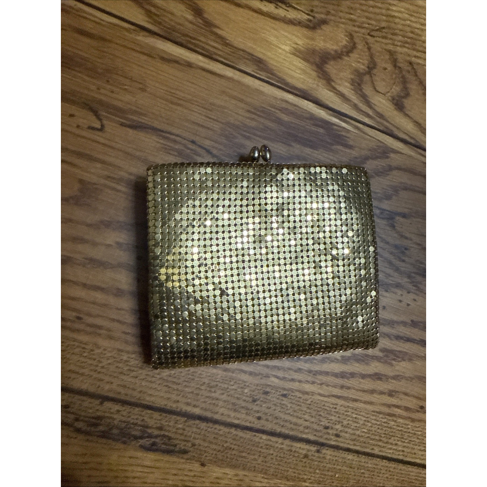 Whiting and Davis Gold Mesh Clutch 4x4 Snap closure vintage